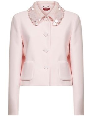 Max Mara Crêpe Msepinne Cropped Jacket With Sequins - Pink