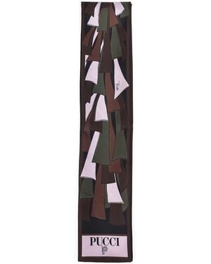 PUCCI Khaki And Baiadera Mix-Prints Silk Twill Bandeau Scarf - White
