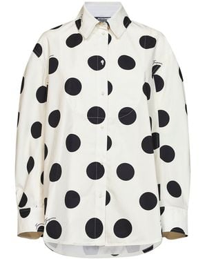 Jacquemus Polka-Dot Cotton Poplin The Citta Classic Shirt - White