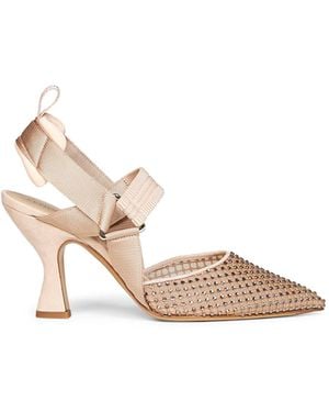 Fendi Nude Mesh And Suede Colibrì Slingback Pumps - Multicolor