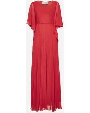 Blanca Vita Orange Georgette Adrian Long Dress - Red