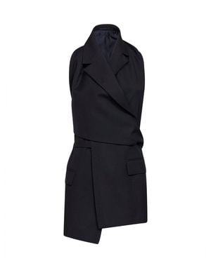 Dries Van Noten Wool Twill Geline Backless Vest Top - Blue