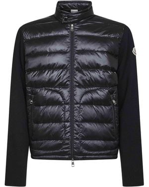 Moncler Wool Zip-Up Padded Cardigan - Black