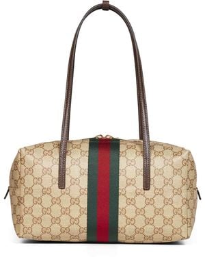 Gucci Sand And Dark Melrose Medium Boston Bag - Natural