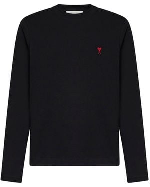 Ami Paris Cotton Ami De Cœur Long-Sleeved T-Shirt - Black