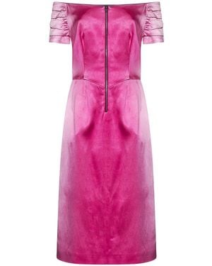 Prada Fuchsia Washed Duchesse Midi Dress - Pink