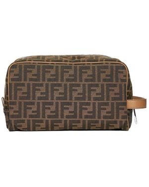 Fendi Ff Jacquard Fabric Beauty Case - Brown