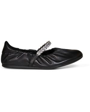Jimmy Choo Nappa Leather Jade Ballet Flats With Crystal Strap - White