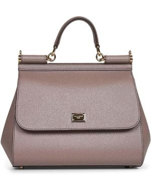 Dolce & Gabbana Taupe Large Sicily Handbag - White