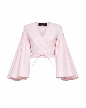 Jacquemus Light The Paysan Ruffled Wrap Top - Pink