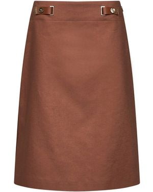 Fendi Linen And Cotton Midi Skirt - Brown