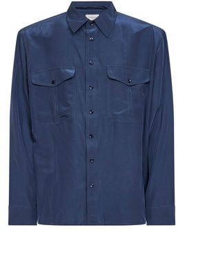 Saint Laurent Viscose And Silk Shirt - Blue