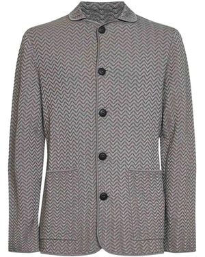 Giorgio Armani Asv Chevron Ottoman Viscose Blend Jacket - Grey