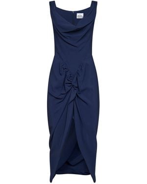 Vivienne Westwood French Stretch Viscose Panther Midi Dress - Blue