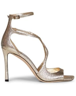 Jimmy Choo Platinum Brilliance Fabric Azia 95 Sandals - White