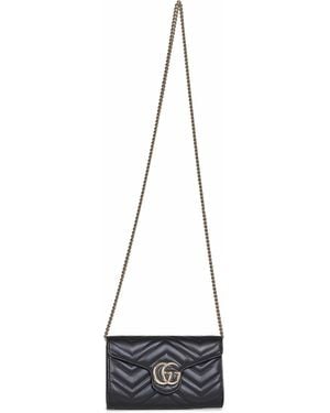 Gucci Gg Marmont Wallet On Chain - White