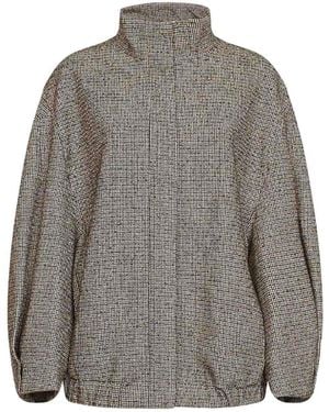 Dries Van Noten Tan Checked Wool-Cotton Blend Voles Jacket - Grey