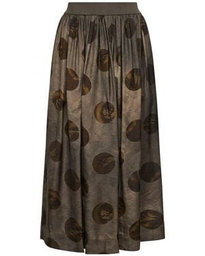 Uma Wang Printed Moulay Gillian Midi Skirt - Grey