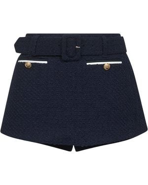 Self-Portrait Wool Blend Bouclé Skorts - Blue