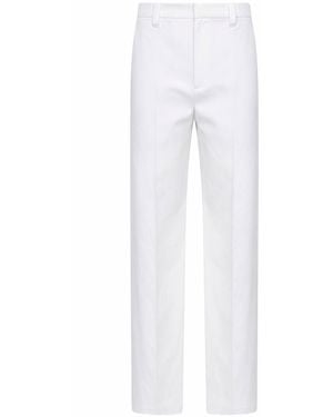 Brunello Cucinelli Diagonal Loose Flared Trousers With Monili - White