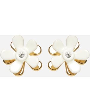 Marni White Flower Pop Earrings - Metallic