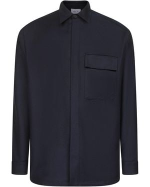 D 40 Virgin Wool Shirt Jacket - Blue