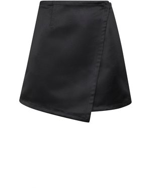 Co. Duchesse Satin Wrap Mini Skirt - Black