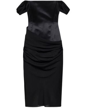 Alex Perry Duchesse Satin And Silk Georgette Fff-The-Shoulder Midi Dress - Black