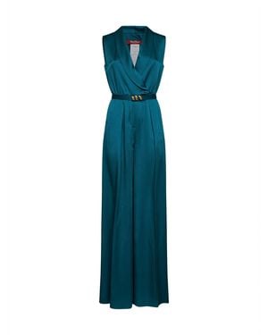 Max Mara Oil Mseorario Belted Tuxedo Jumpsuit - Blue