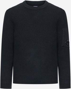 C.P. Company Ribbed Knit Cotton-blend Jumper - Blue