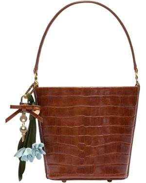 Self-Portrait Bucket Bag With Charms - Brown
