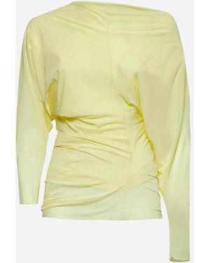 Dries Van Noten Yellow Draped Asymmetric Top