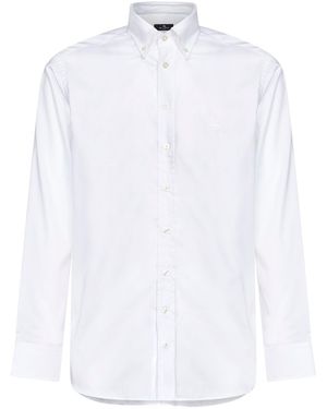 Etro Cotton Button-Down Logo Shirt - White