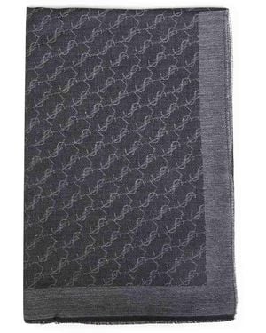 Saint Laurent And Dark Cashmere And Silk Jacquard Cassandre Scarf - Grey