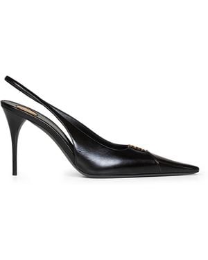 Saint Laurent Leather Babylone 90 Slingback Pumps - Black
