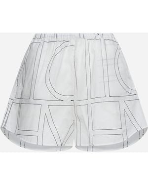 TOTEME Monogram Cotton Blend Pyjama Shorts - White