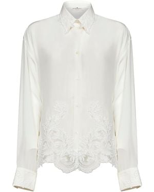 Ermanno Scervino Silk Crêpe De Chine Shirt With Lace Embroidery - White