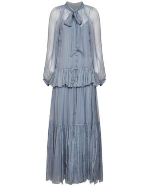 Chloé Chloé Light Silk Muslin Fluid Maxi Dress - Blue
