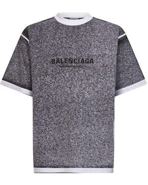 Balenciaga Heathered-Effect Jersey Regular Fit T-Shirt - Grey