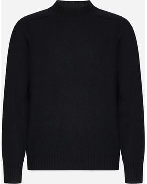 D4.0 Black Virgin Wool Mock Neck Jumper - Blue