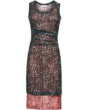 Dries Van Noten Printed Mesh Layered Midi Dress - Multicolor