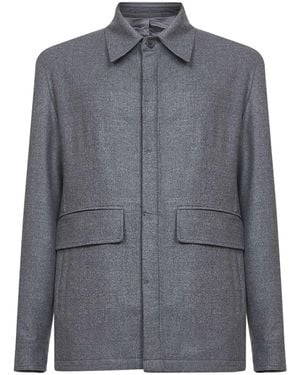 D 40 Loro Piana Stretch Flannel Chet Shirt Jacket - Gray