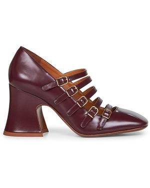 Chloé Burnt Shiny Calf Leather Janis Pumps - Purple