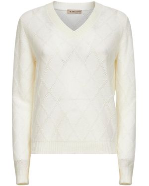 Blanca Vita Openwork Diamond-Stitch Knit Cashmere Jumper - White