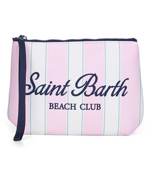 MC2 Saint Barth And Aline Striped-Print Clutch Bag - White