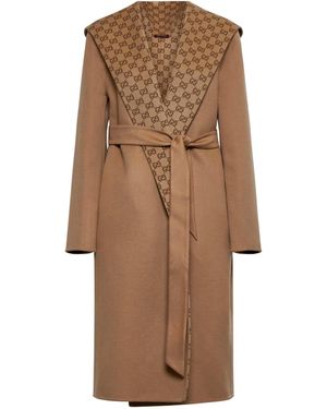 Gucci Reversible Gg Wool-Blend And Silk Coat - Brown