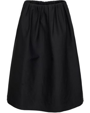 TOTEME Wool And Silk Gathered Midi Skirt - Black