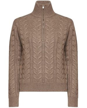 Max Mara Sand Mxmlibero Half-Zip Sweater - Brown