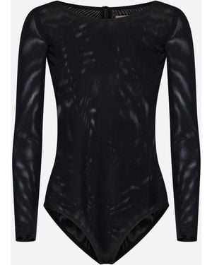 Blanca Vita Black Stretch Tulle Brovallia Bodysuit