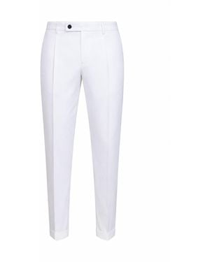D 40 Stretch Cotton Blend Slim Carrot Pants - White